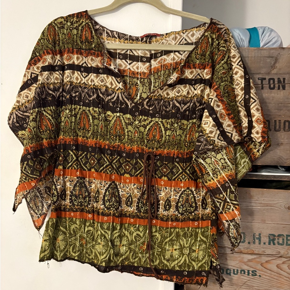 Bohemian Multicolor Women's Tunic Top Size Medium